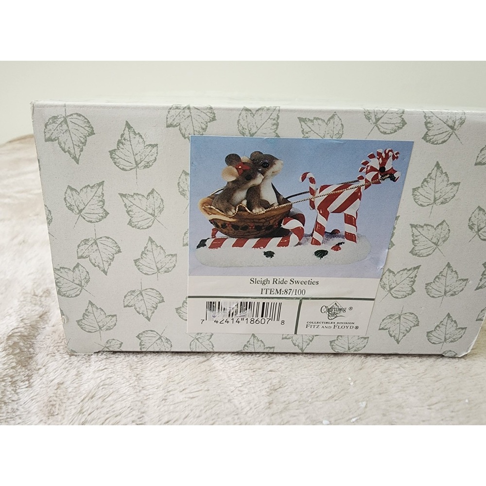 Vintage 1999 Fitz & Floyd Charming Tails Sleigh Ride Sweeties #87/100 NIB